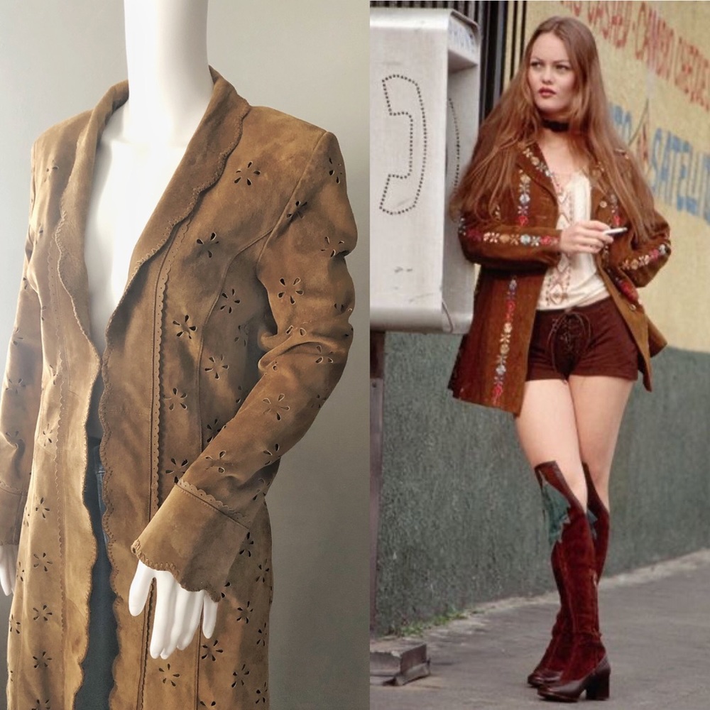 Margaret Godfrey Vintage Flower Suede Coat Boho 4